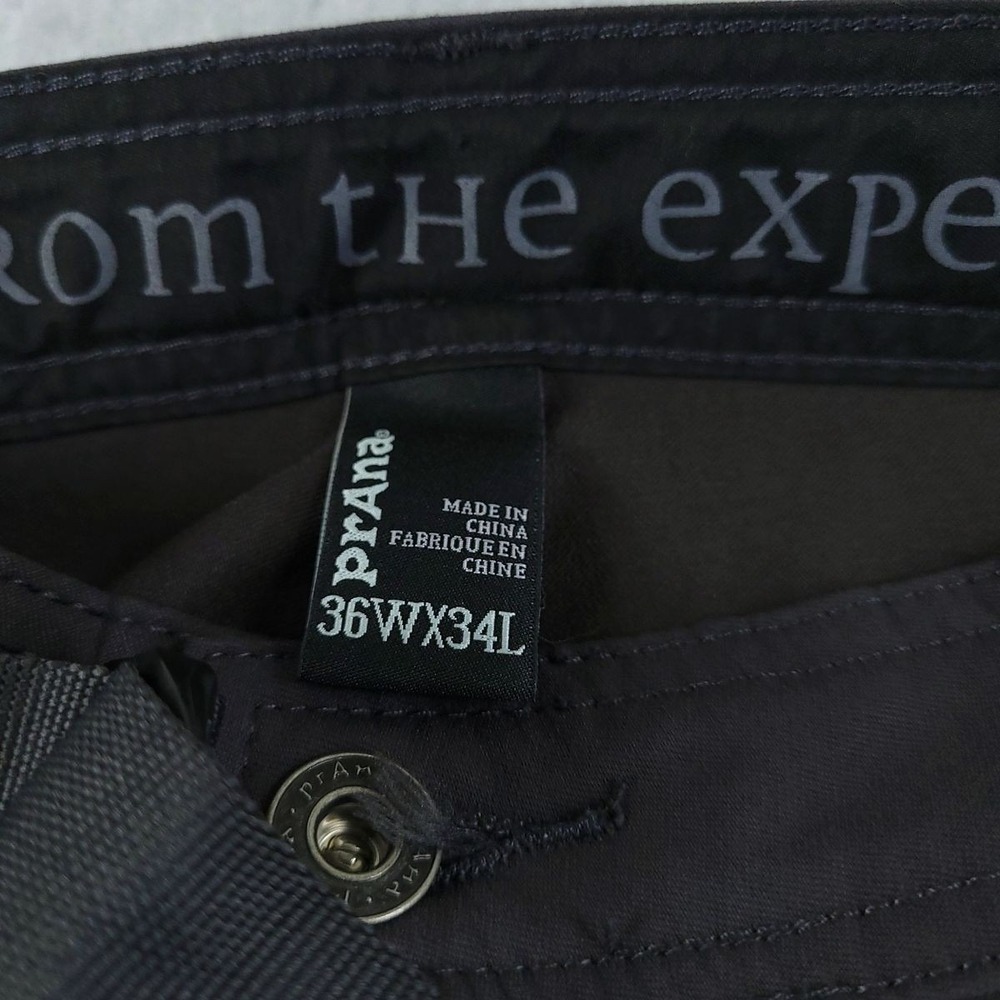 prAna Stretch Zion Relaxed Pants Mens 36x34 Charcoal Cargo Hiking UPF 50 Stretch - Picture 5 of 13